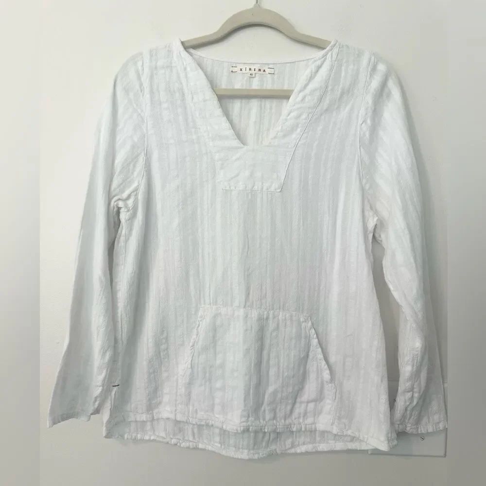 Xirena White Kangaroo Pocket Top XS